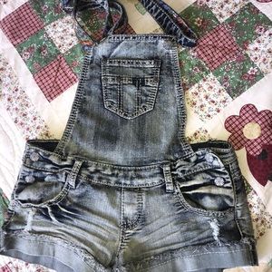 Hippie Laundry Denim Short Overalls size 3 Boho Festival Outfit